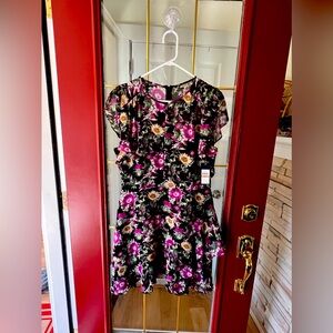 Rachel Roy Womens 12 Black Combo Lora Floral Print Dress NEW with tags